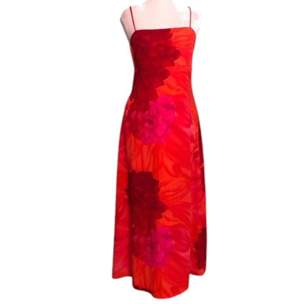 Floral Maxi dress Spaghetti strap tie back easy care great for travel - Picture 3 of 11